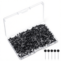 500 Pack Black Push Pins Map Pins for Travel Map Black Thumb Tacks for Wall 1/8 Inch Small Round Head Marking Push Pin for Travel Picture Photo Cork Board Wall Bulletin Board Sewing DIY Craft Home