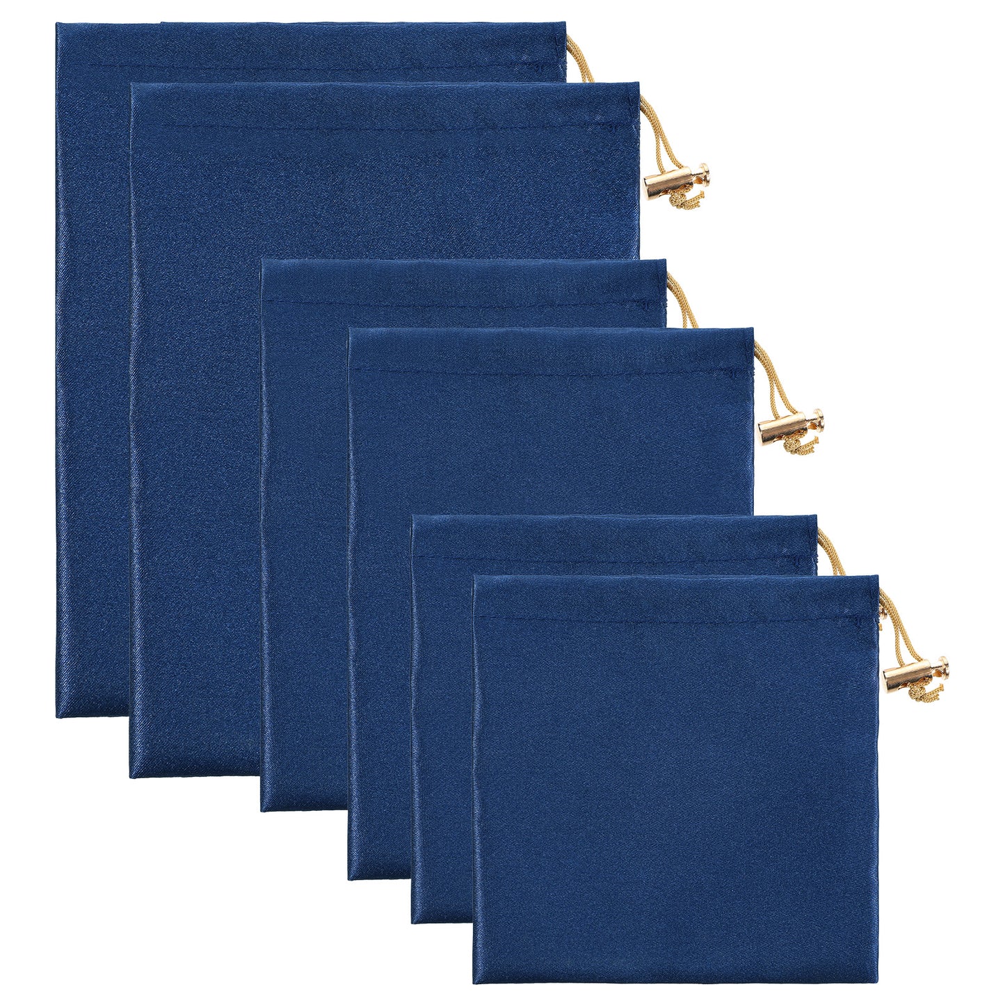 Soft Satin Drawstring Pouch, 6 Pcs Adjustable Jewellery Gift Bag Storage Soft Storage Bags Adult Toy Storage Bags for Women Men Couples Toy Underwear Cosmetic Sunglasses Travel Camping, 3 Sizes (Blue)