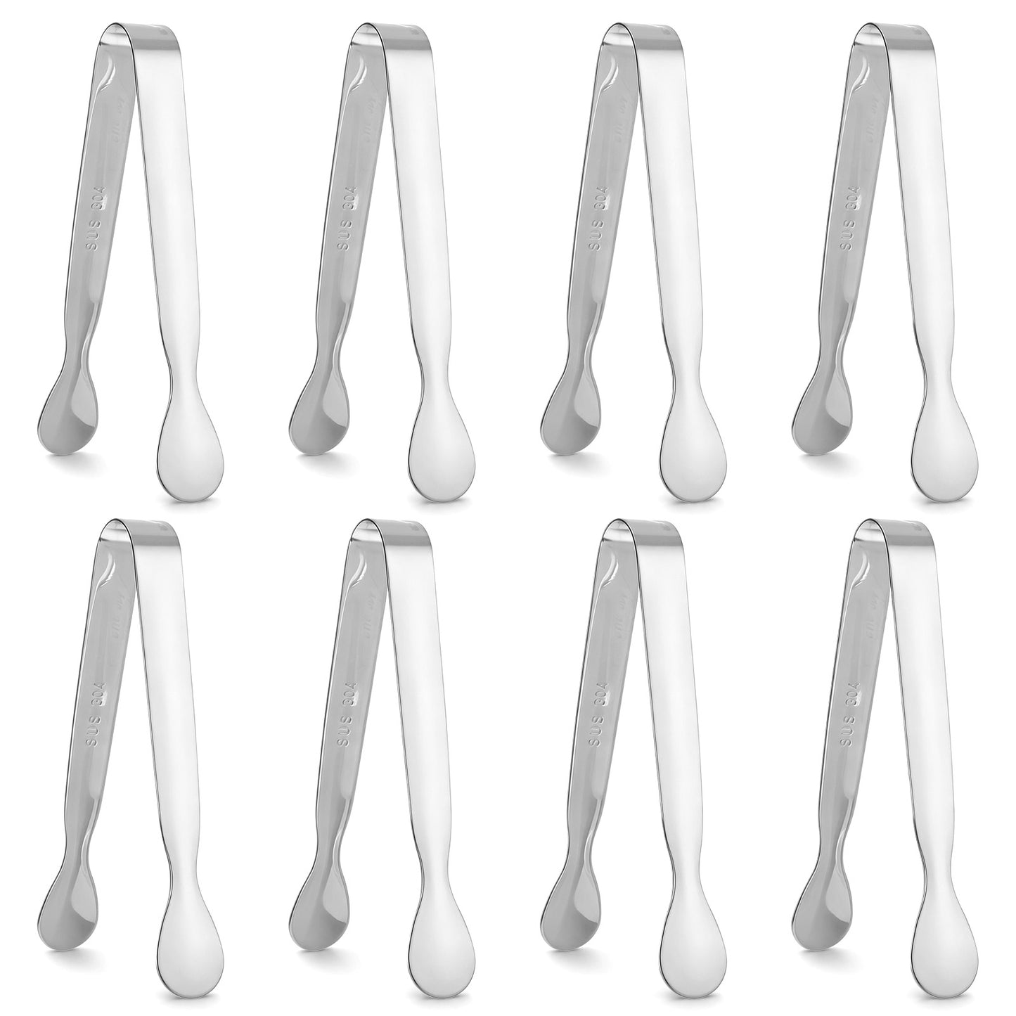 8 PCS 4.3 Inch Small Serving Tongs Mini Appetizer Tongs Stainless Steel