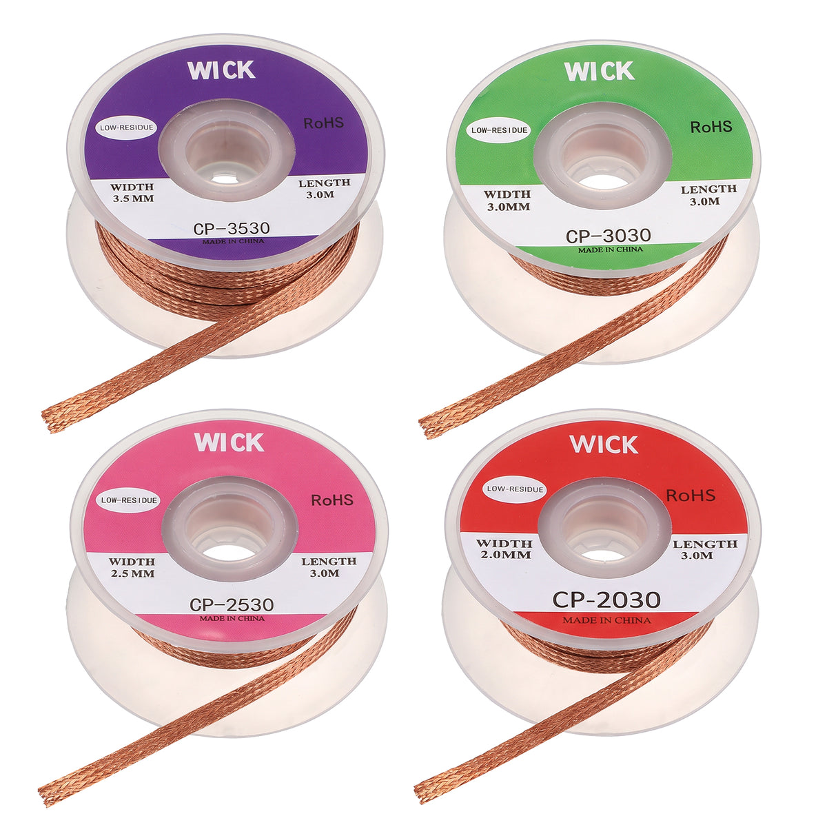 Yellow Pure Copper Solder Wick, 4 PCS Desoldering Wick Braid