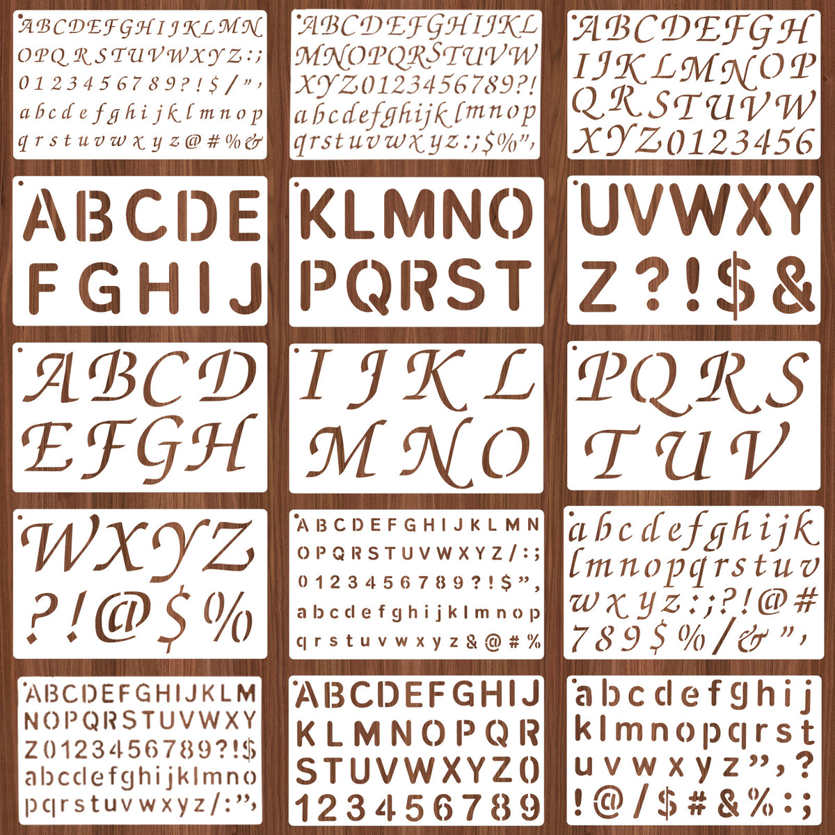 1/3, 1/2, 3/4, 1, 2 Inch Letter Plastic Stencils for Painting, Reusable Small Letter Stencils 15 PCS Number and Alphabet Small Stencil for Painting Crafts Art Projects