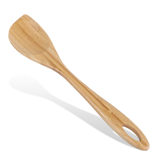 Wooden Corner Spoon & Scraper, Wood Corner Spoon with Long Handle Heat Resistant 11.8 Inch Big Stirring Corners Spoons Large Wooden Spoons for Cooking Stirring Scraping Flipping Serving