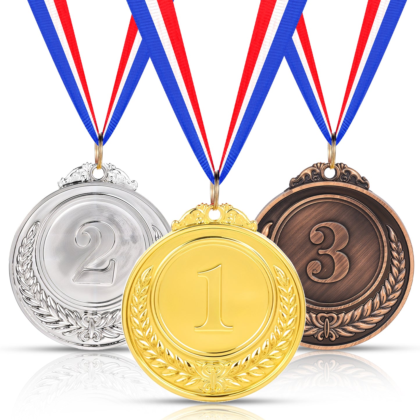 Styquenzer Gold Silver Bronze Medals for Awards, 3 Pieces Number Medals Metal Winner Medals 1st 2nd 3rd Place Medals Award Medals with Ribbon for Sports Competitions Prizes Party Favours Office Games
