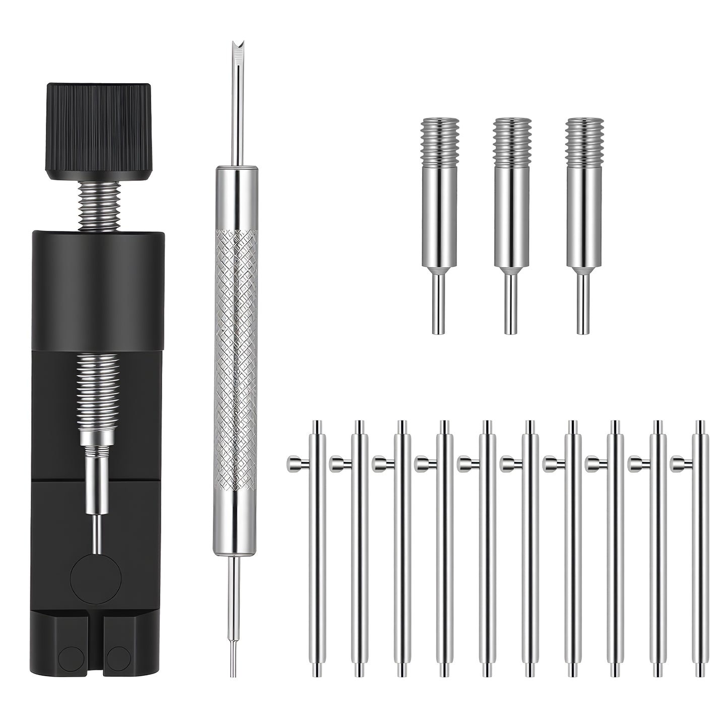 Qulkws 2 Pcs Metal Watch Band Link Removal Kit with 3 Extra Pins and 10 Quick Release Spring Bars Pin Remover for Sizing Bands Watch Band Adjustment Tool Kit for Watches Bands Repairing