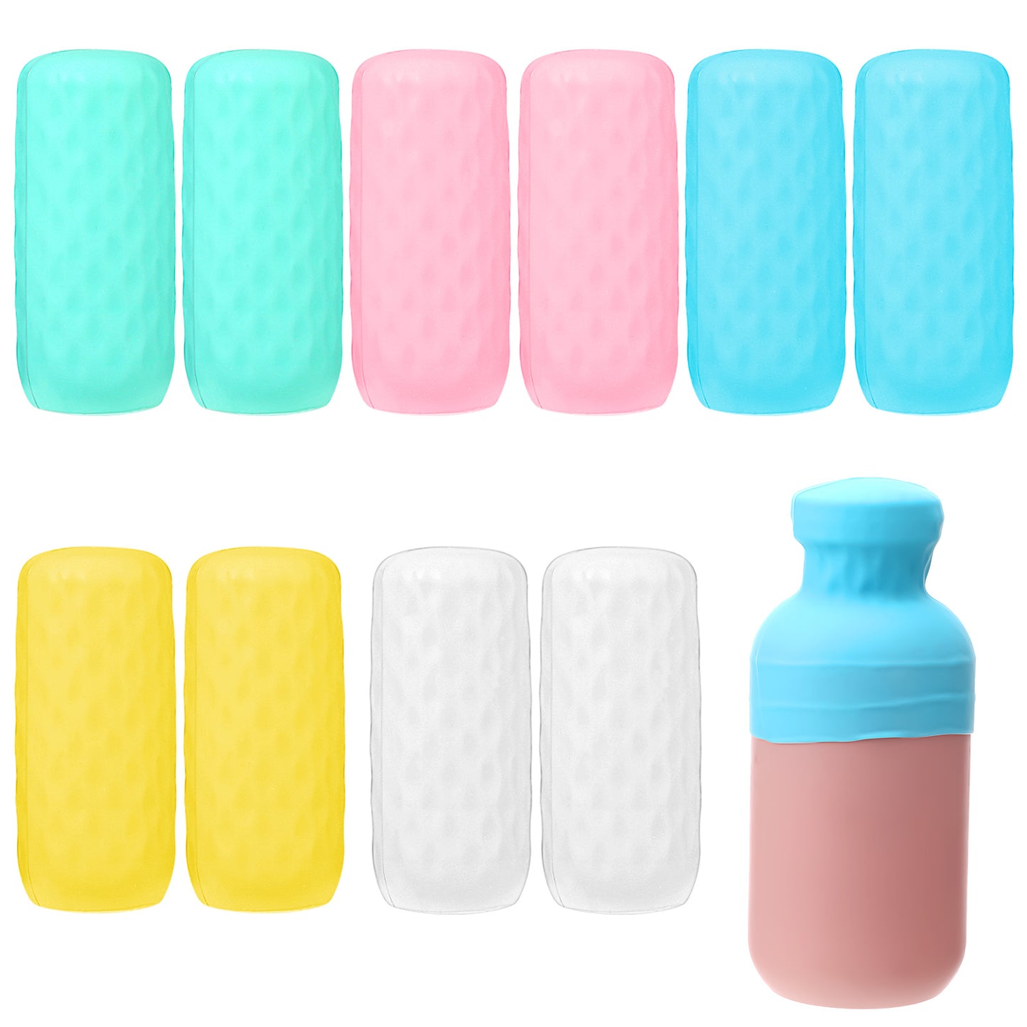 10 Pack Silicone Bottle Covers for Travel, Bottle Cruise Essentials for Women Silicone Container Sleeves Elastic Sleeves Leak Proofing Reusable Beach Vacation Essentials for Toiletry Bag Accessories