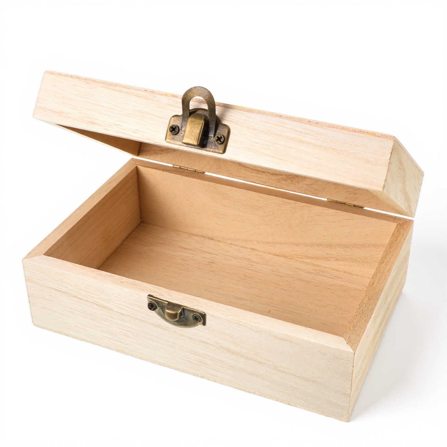 Unpainted Wooden Box with Hinged Lid, 5.9"X3.93"X2.4" Unfinished Wood Box Small Decorative Pine Wood Boxes Decorate Wooden Boxes with Locking Clasp for Crafts Wedding DIY Jewelry Gift Storage