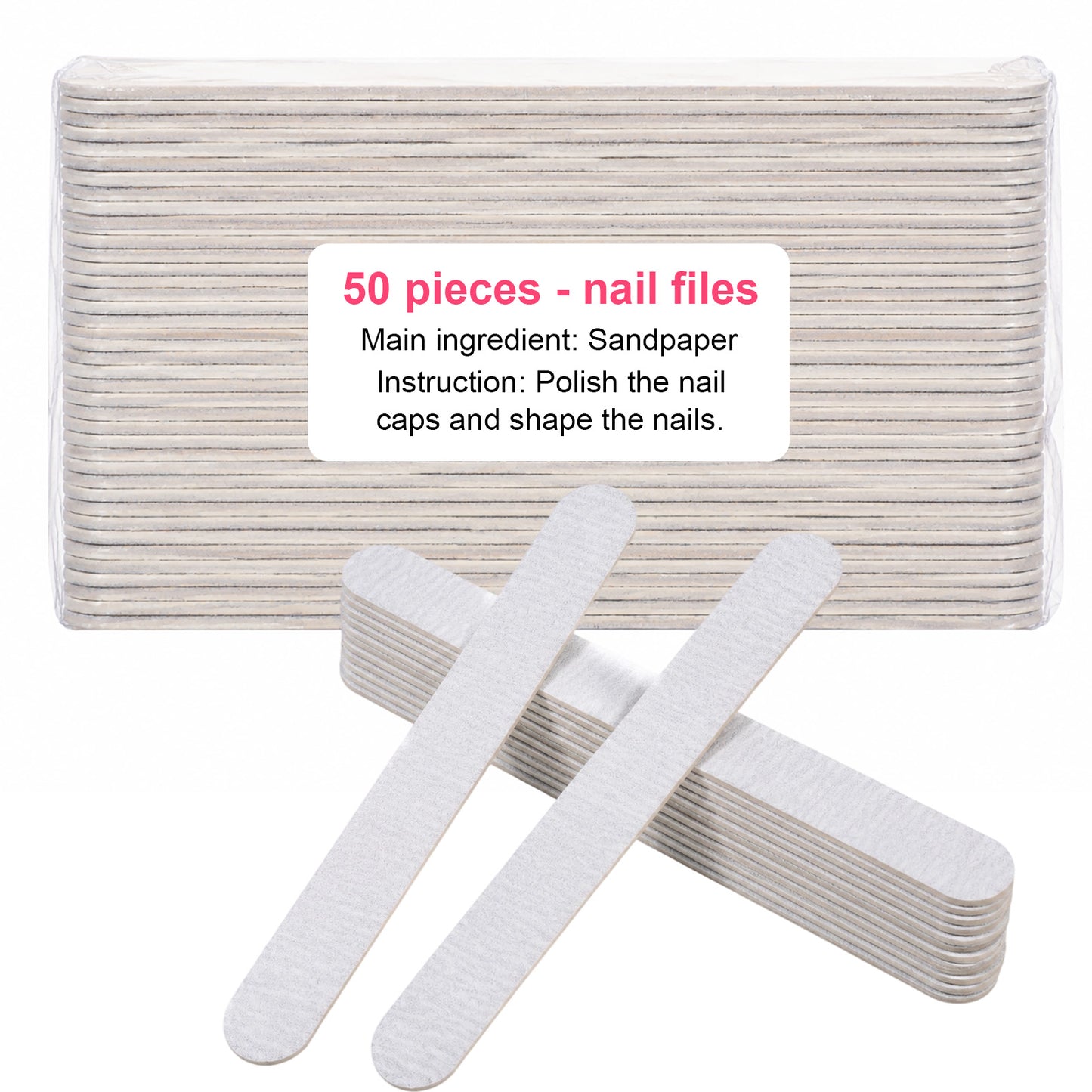 50 Pcs Disposable Zebra Nail Files 5 inch, 100/180 Grit Double Sided