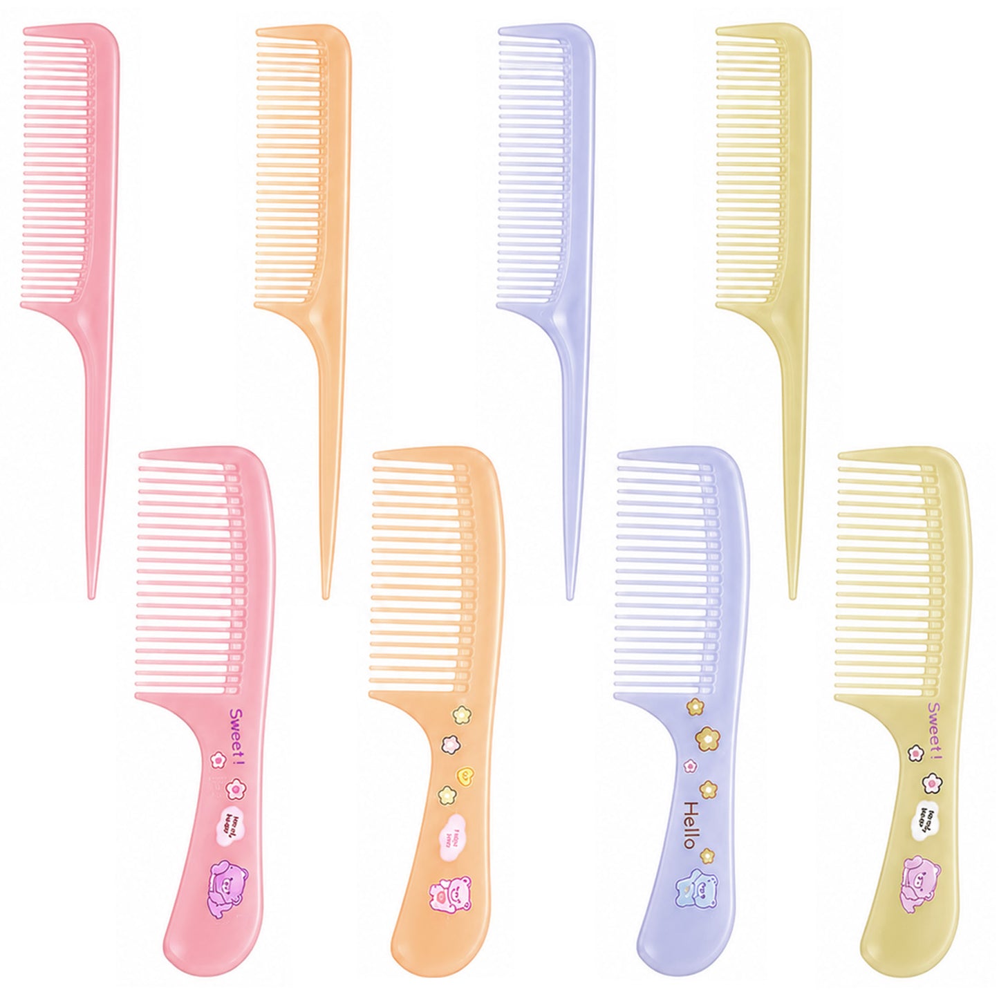 8 Pcs Toddler Comb Cute Hair Comb Set Portable Baby Hair Combs Cute Animal Patterns Mini Combs Rat Tail Hairs Styling for All Hair-Types of Women, Girls