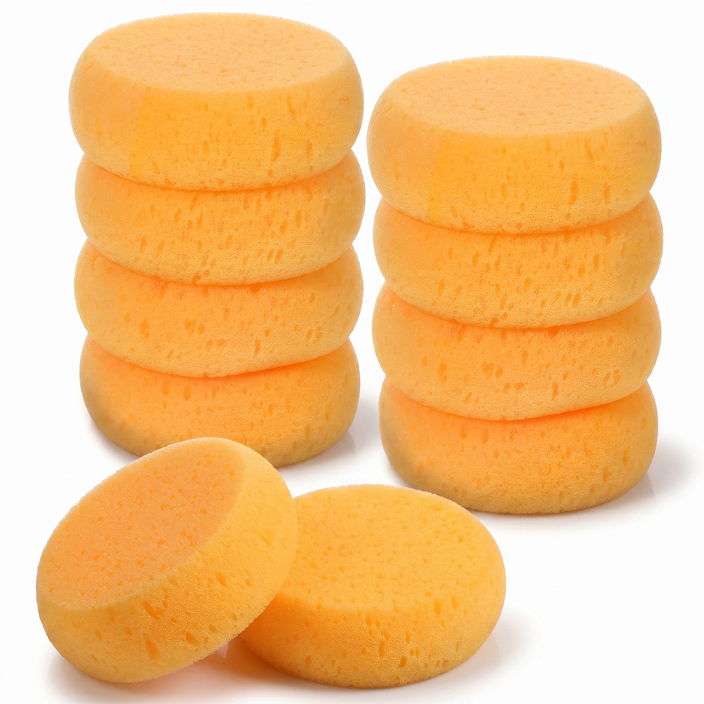 12 Pcs Pottery Sponges, Round Paint Sponges Soft Elasticity Clay Sponge Yellow Art Sponge for Kitchen Shoes Leather Care Painting