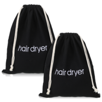 2 PCS Hair Dryer Bags, Drawstring Blow Dryer Bag Organizer, Hairdryer Storage Bags for Travel Bathroom (Black)