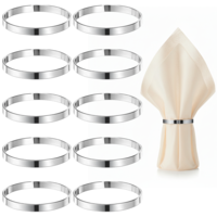 10 Pcs Silvery Napkin Rings Stainless Steel Napkin Rings Delicate Serviette Buckles Metal Napkins Ring for Dinner Table Wedding Christmas Party Table Settings