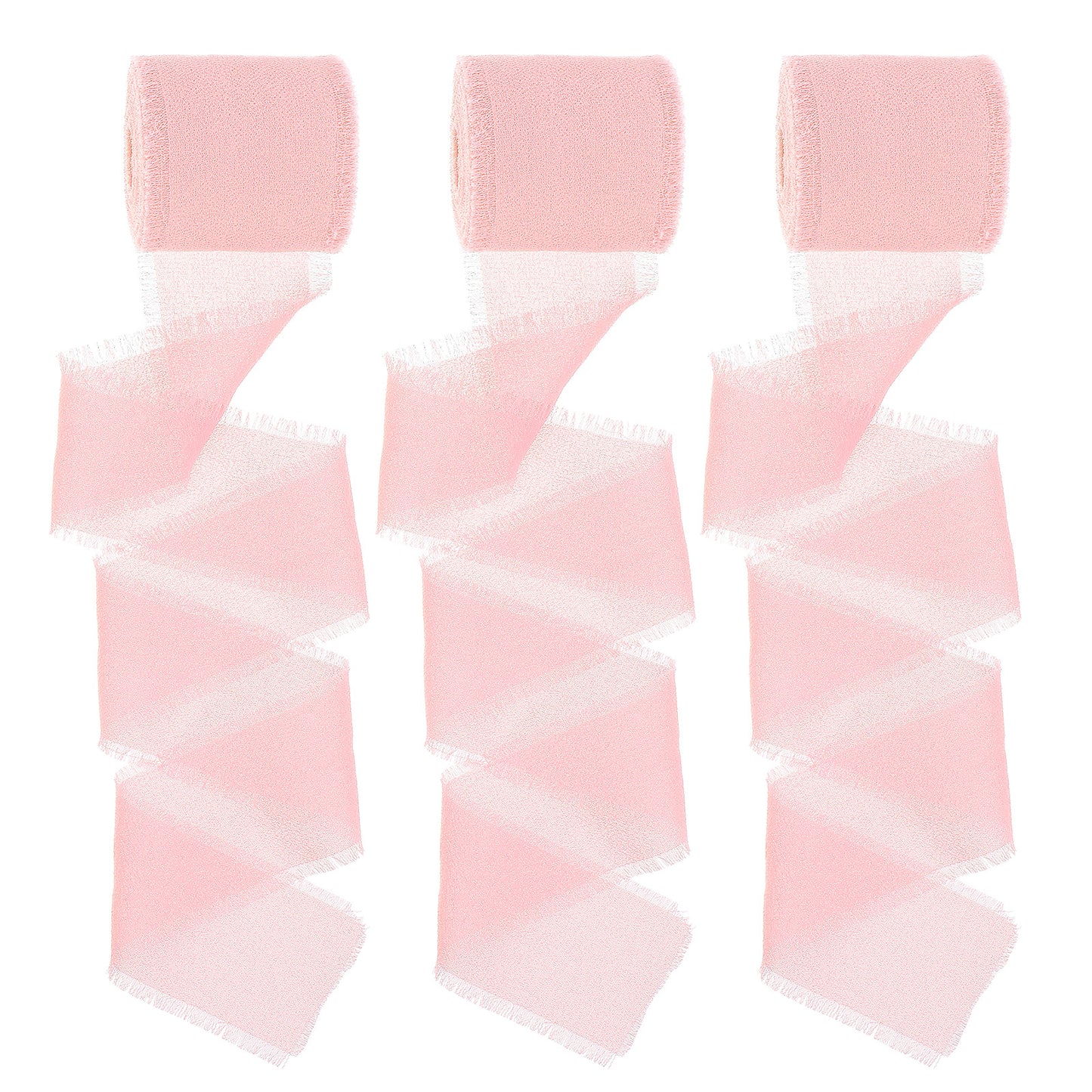 3 Rolls Chiffon Ribbon, 1.5 Inch× 5.5 Yards Light Pink Chiffon Ribbon