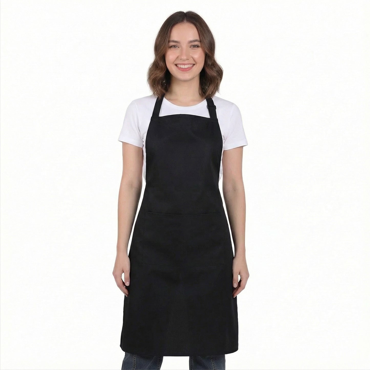 Jxiwfvl Adjustable Black Aprons with Pockets, Apron for Women Men Durable Polyester, Black Chef Aprons Waterdrop & Wrinkle Resistant for Cooking, Baking, BBQ, Crafting, Gardening