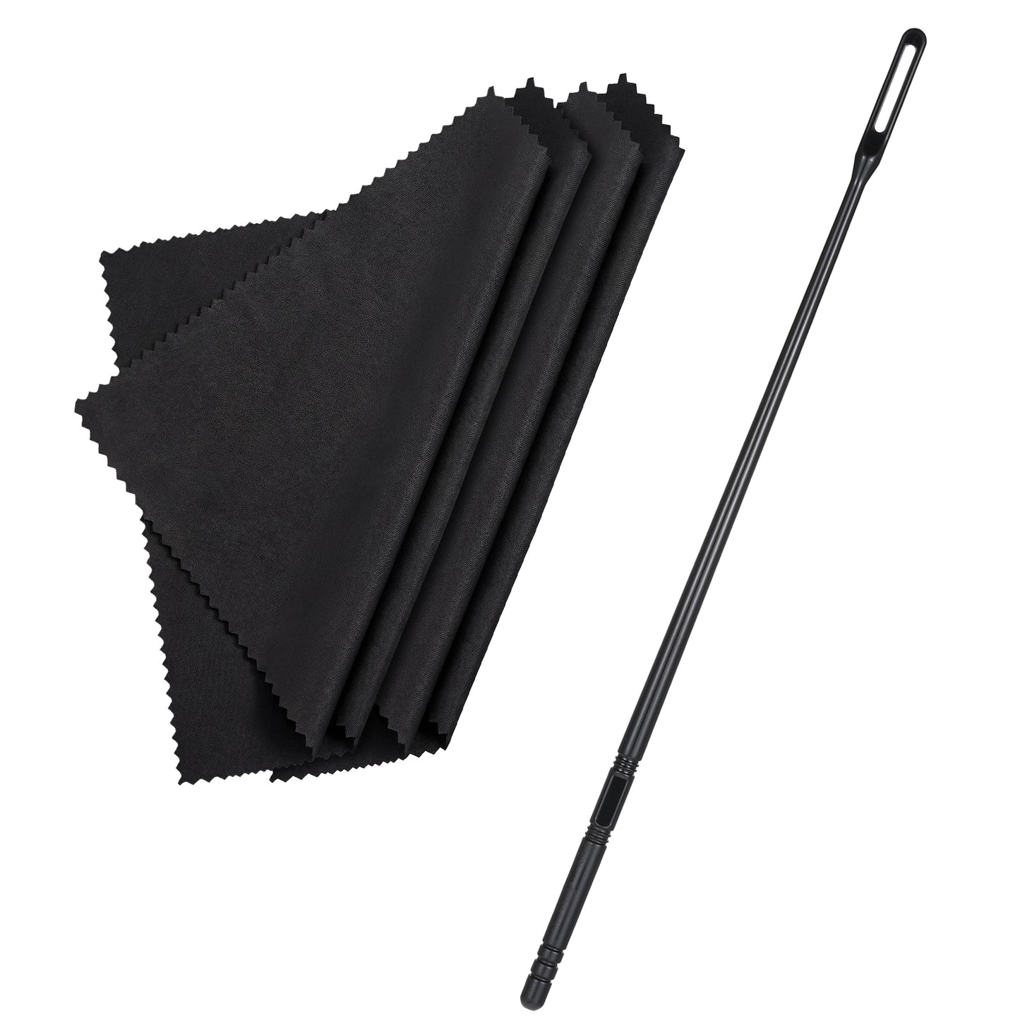 Flute Cleaning Kit, 4pcs Flute Cleaning Cloth with 1pcs Flutes Clean Rod(Black)