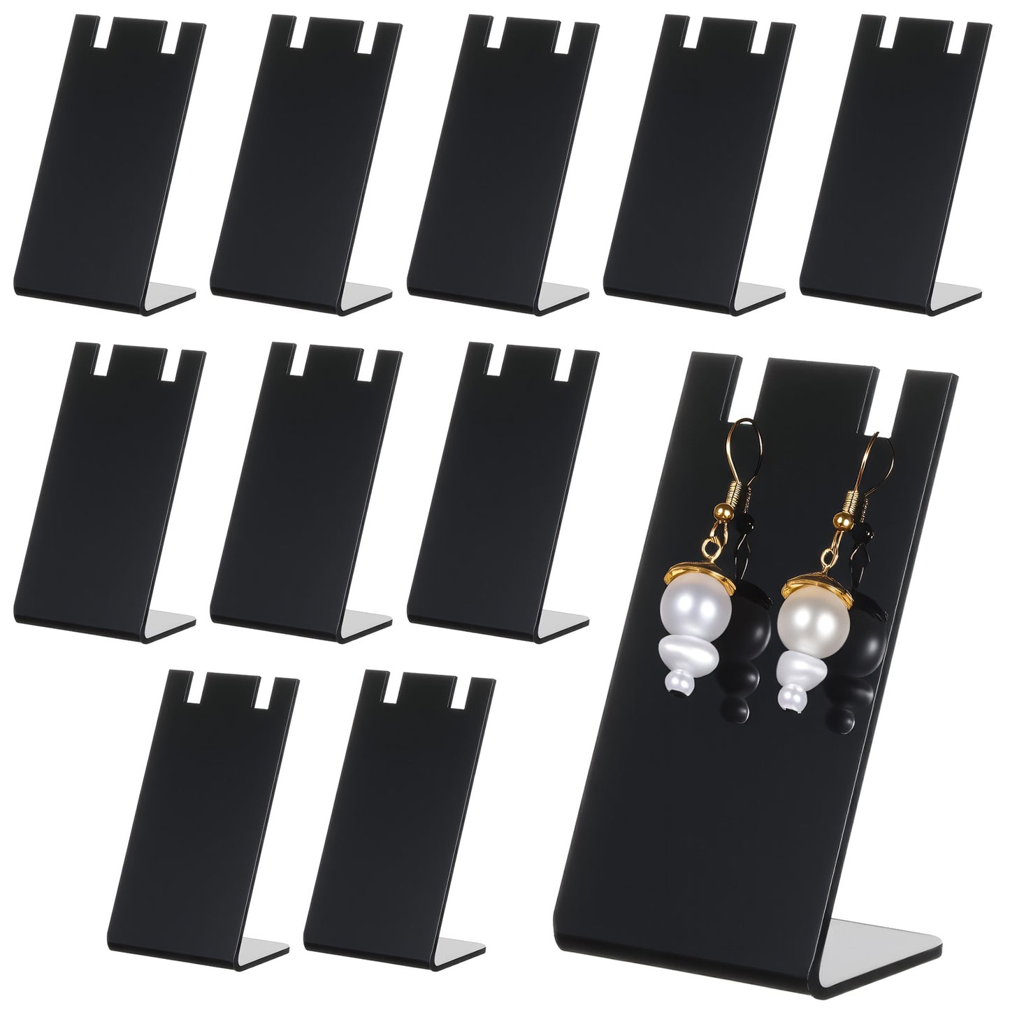 Acrylic Earring Holder, 10 Pcs Black Earring Display Holders 1.7x1.4x3 Inch L-Shape Jewelry Display Stand Dangling Ear Organizer Stands for Earrings Jewelry Necklace Displays Earrings Photography Prop
