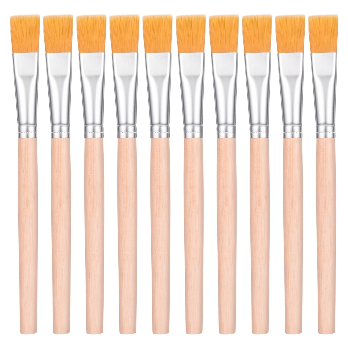 10PCS Flat Paint Brushes, Wood Handle Craft Paint Brush Nylon Bristle Paint Brush Small Brushes for Watercolor Acrylic Oil Painting DIY Art (5.4 Inch)