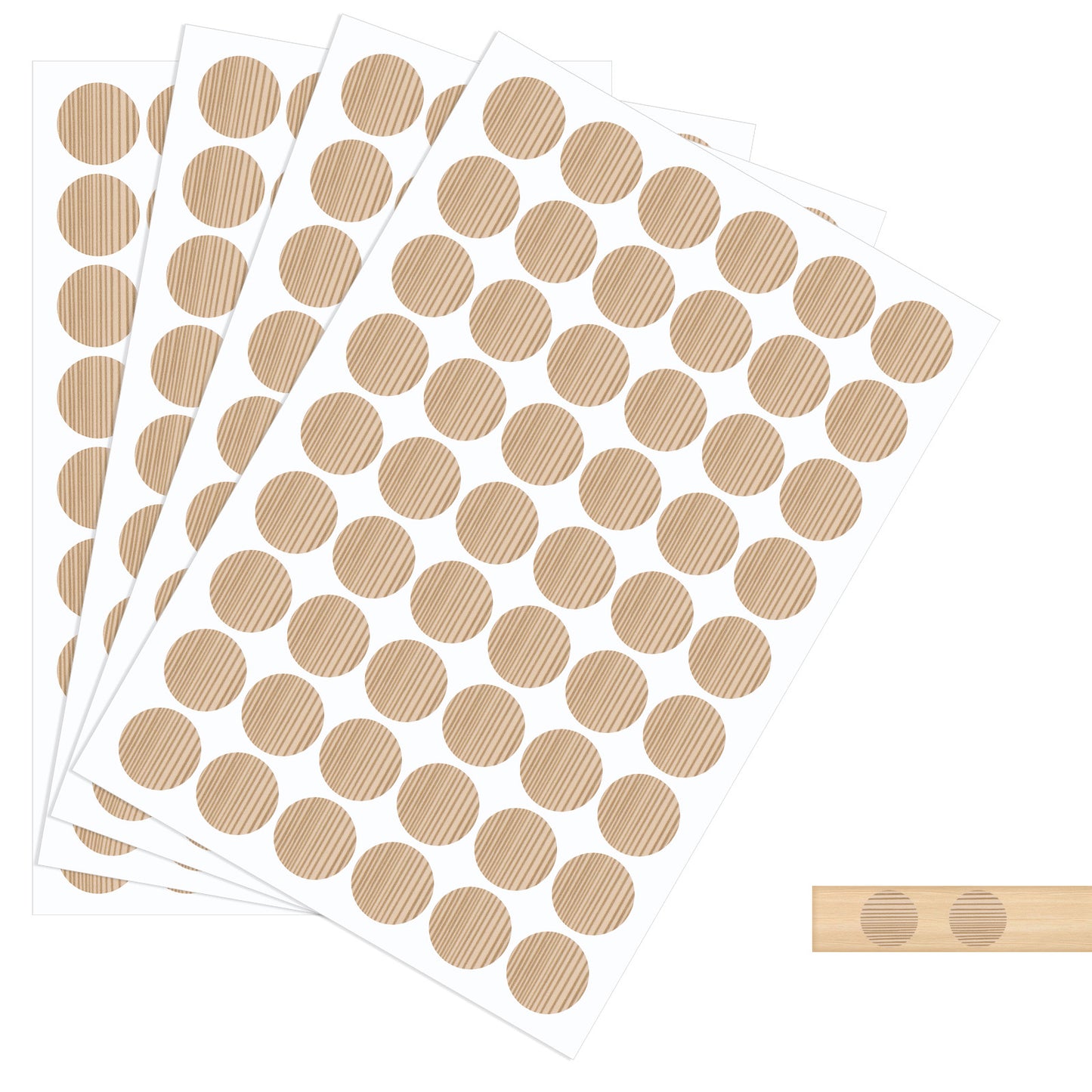 Screw Hole Stickers, 216 PCS Self-Adhesive Cabinet Screw Cover Caps PVC Cabinet Hole Covers 21mm Wood Color Stickers for Wooden Furniture