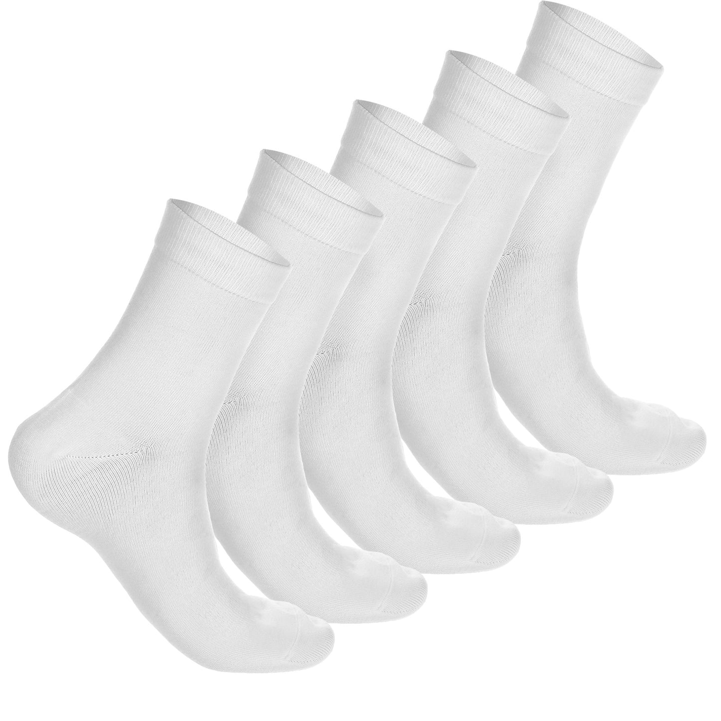 Women Cotton Socks, 5 Pairs Crew lightweight thin Casual Calf Socks, Soft Breathable Teen Girls Casual Leisure Cotton Socks, Size UK 4-8, White