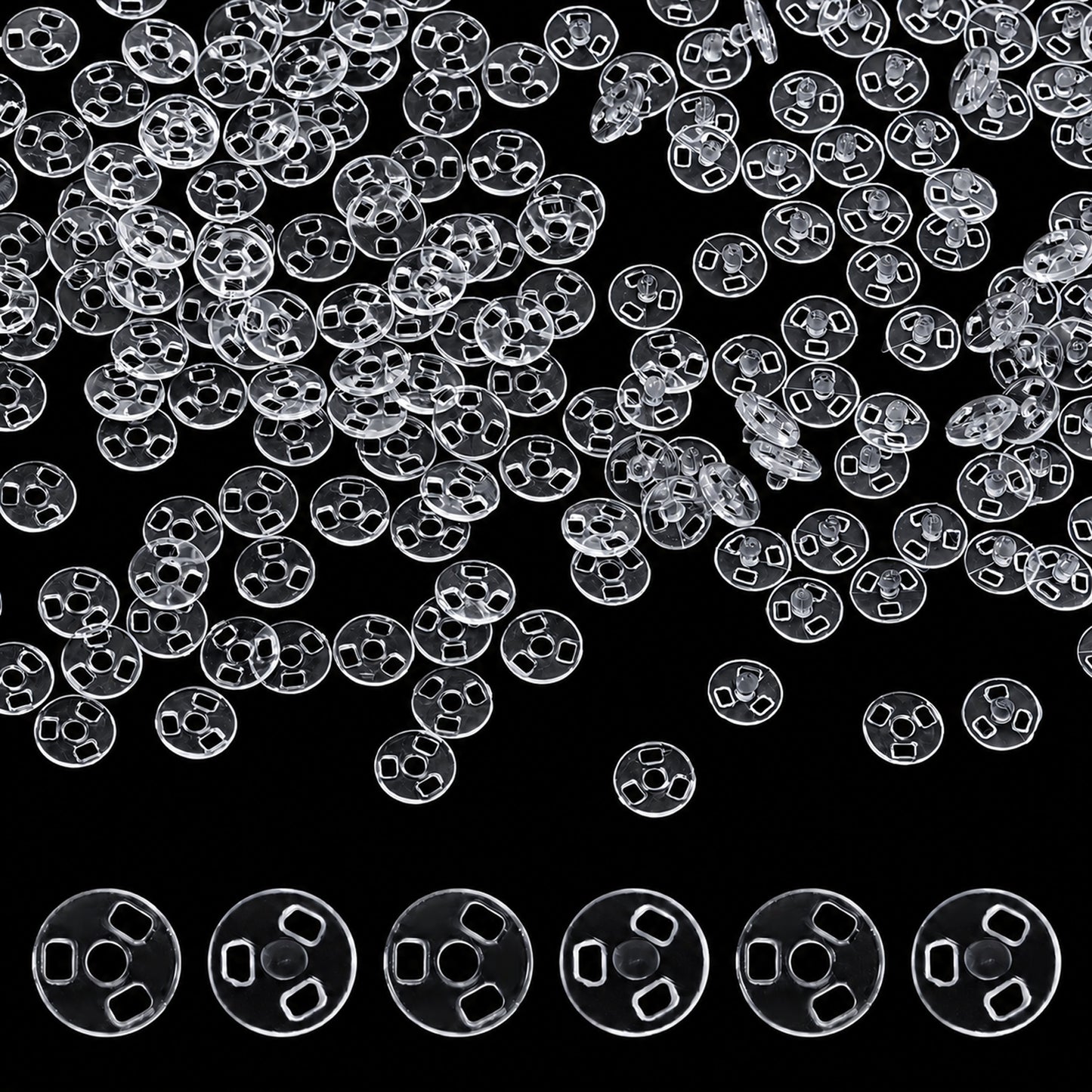 100PCS Plastic Clear Snaps, Tiny Plastic Snap Closures, Sew-on Snap Buttons, Invisible Sew on Snap-Buttons Fasteners, Round Clear Snaps, Mini Snap-Buttons for Sewing Clothing DIY Craft (4mm)