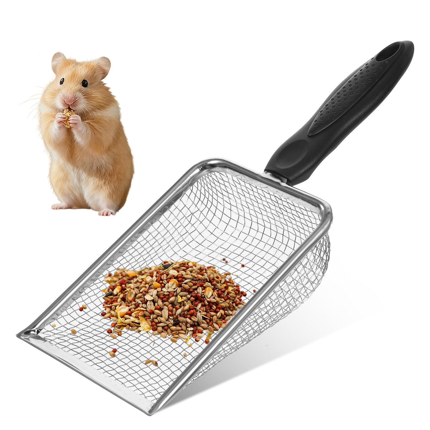 Zelphvt Stainless Steel Reptile Sand Scoop, Fine Mesh Sifter Scooper