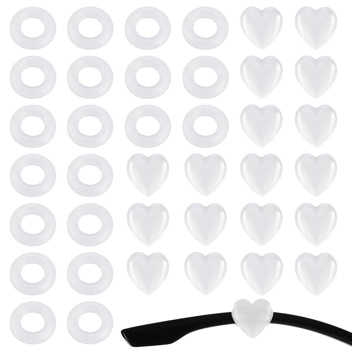 20 Pairs Heart Eyeglass Ear Grips Silicone Anti Slip Eyewear Retainer Heart Ear Hooks for Glasses Anchor Glasses Grips for Spectacle Eyewear Glass Sunglasses
