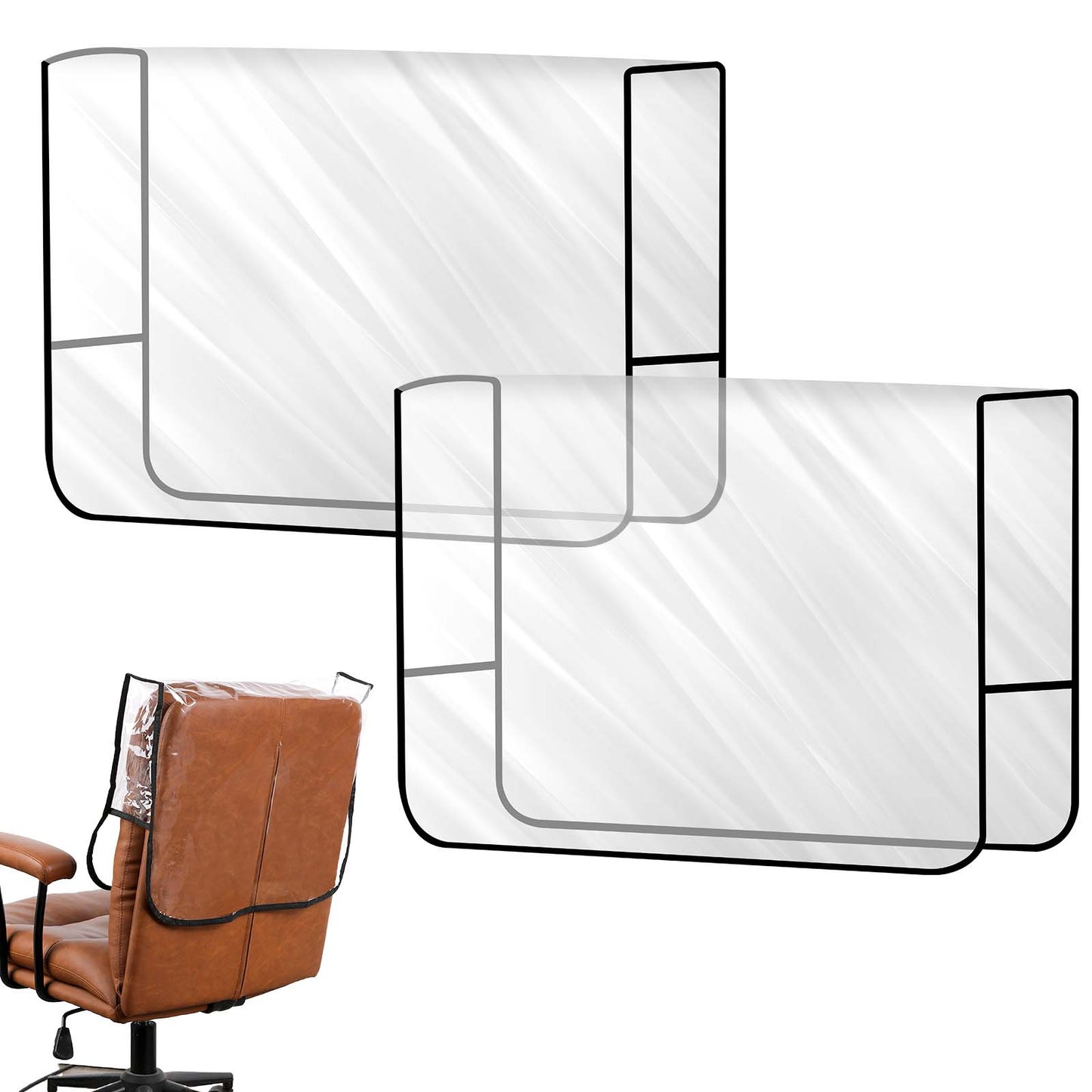 Xthrotsenk 2 Packs Salon Chair Cover Clear Chair Covers Protectors, Barber Salon Chair Back Covers, Plastic Square Salon Chair Covers for Standard Salon Chairs Office Chairs Spa Chair
