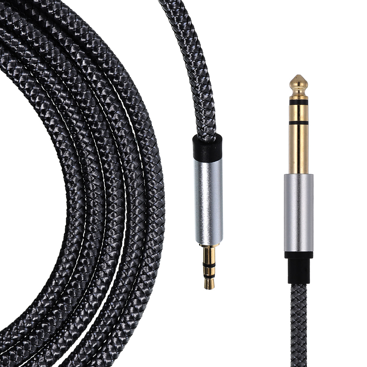 1/4 to 1/8 TRS Audio Cable 3.5mm to 6.35mm Stereo Audio Cable 6.6 Feet with Zinc Alloy and Nylon Braid Bidirectional Stereo Auxiliary for Guitar, Laptop, Home Theater Devices, Speaker and Amplifiers