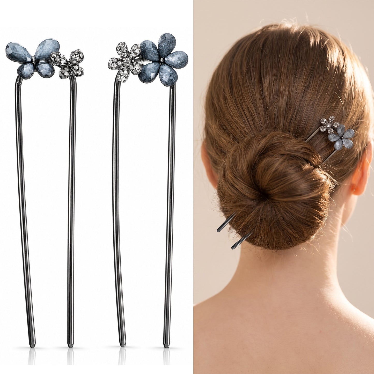 2 PCS Metal French Hair Pins for Buns French Twists