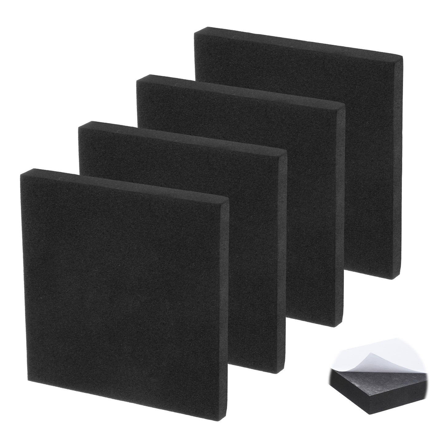 4Pcs Foam Padding Sheets with Adhesive Backing, Closed Cell Foam Sheet Square Pad, Self Stick Insulation Foams, High Density Foam-Pad for Furniture (Black, 6 x 6 x 0.4 Inch)