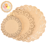 Xelsluthe Doilies for Dessert Trays, 150Pcs Brown Lace Paper Doilies Assorted Sizes Doily Paper Placemats Round Doily for Cake Food Buffet Party Wedding Table Settings, 6.5, 8.5, 10.5 inch