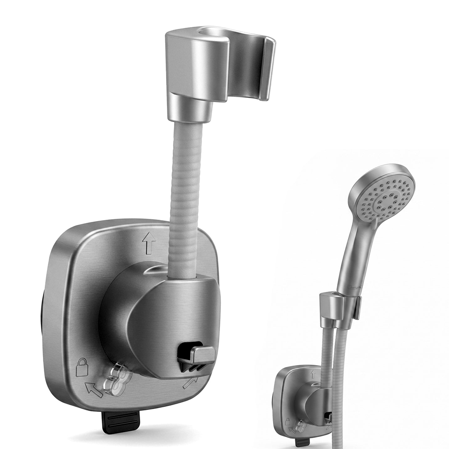 Suction Cup Shower Head Holder, 360° Swivel Shower Head Holder Adjustable Adhesive Shower-Head-Holder Suction for Wall Bathroom-Shower