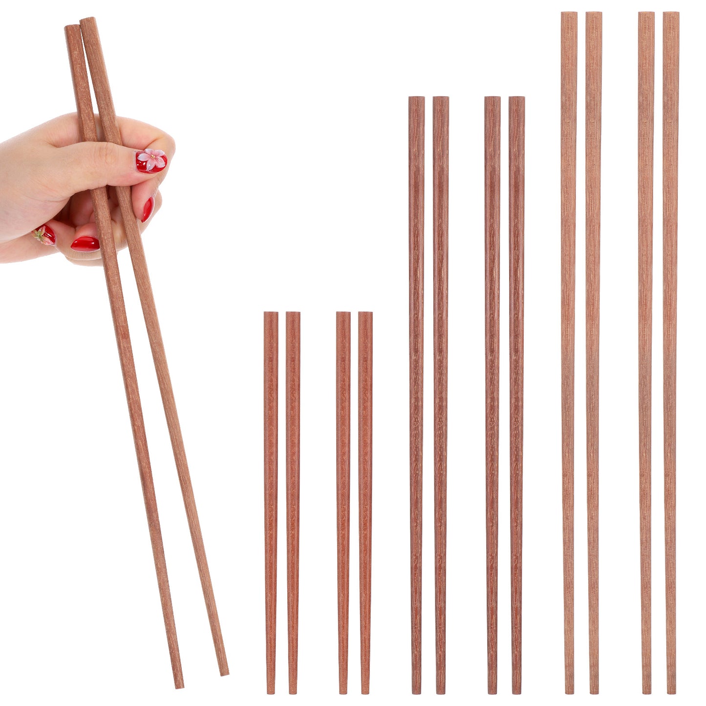 6 Pairs Cooking Chopsticks 3 Sizes Traditional Chinese Wooden Extra Long Chopsticks Wooden Kitchen Cooking Chopstick Tongs for Frying Hotpot Kitchen Chop