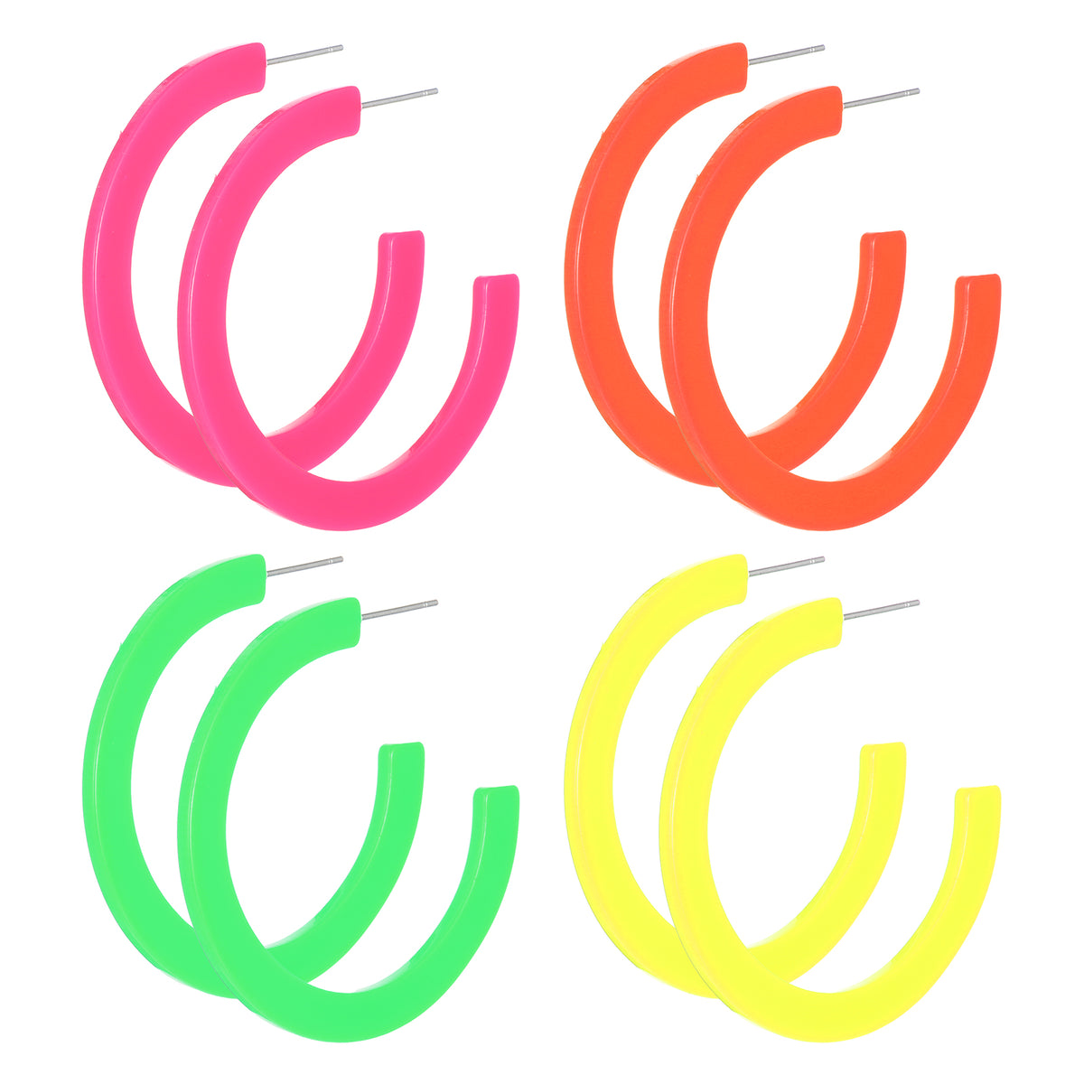 Neon Large Hoop Earrings Retro Acrylic Hoop Earrings 80s 90s Big Hoops C