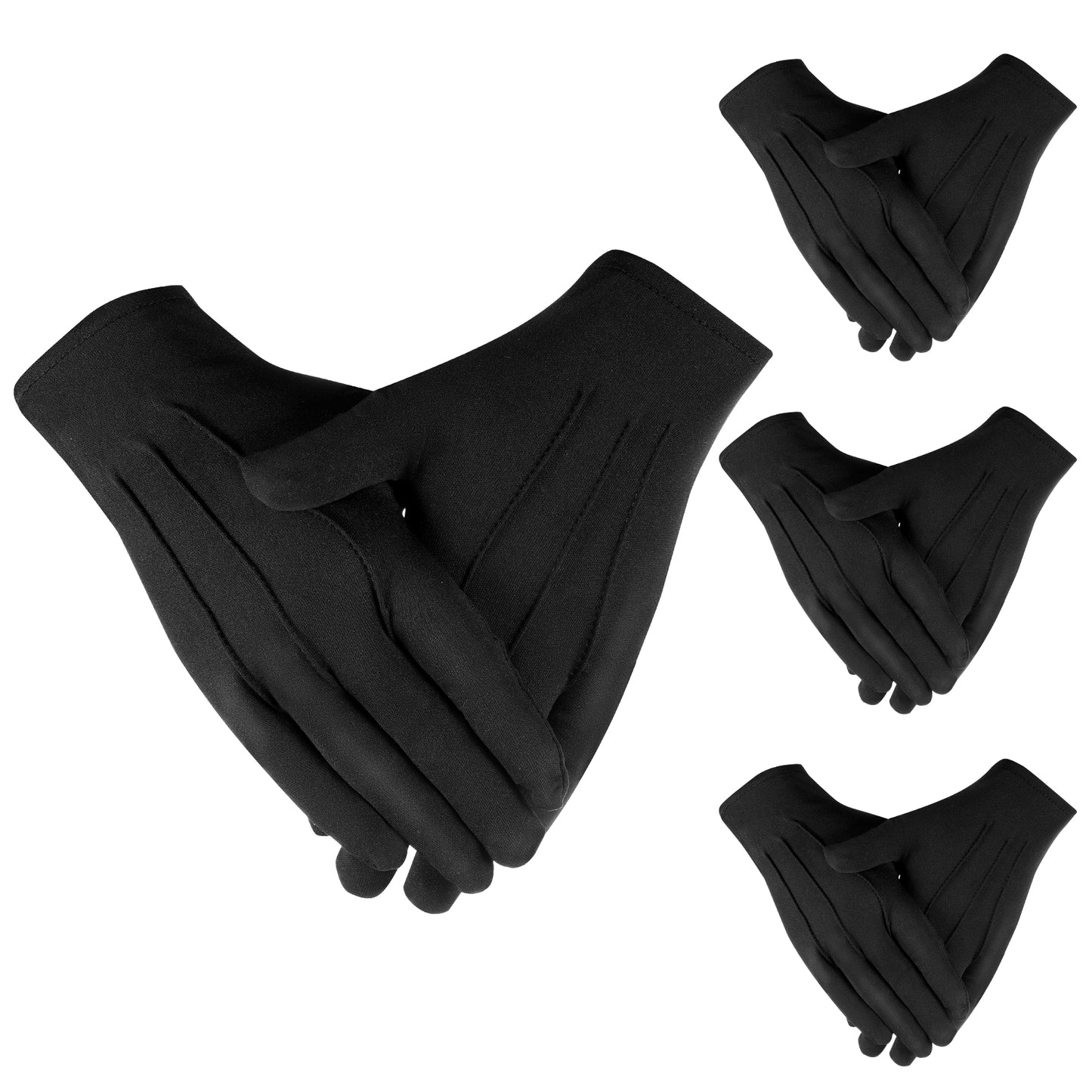 SynHHergyx 4 Pairs Adult Uniform Gloves Spandex Mens Dress Gloves for Men, Marching Band Gloves Formal Gloves for Police Server Funeral Formal Tuxedo Guard Parades Costume