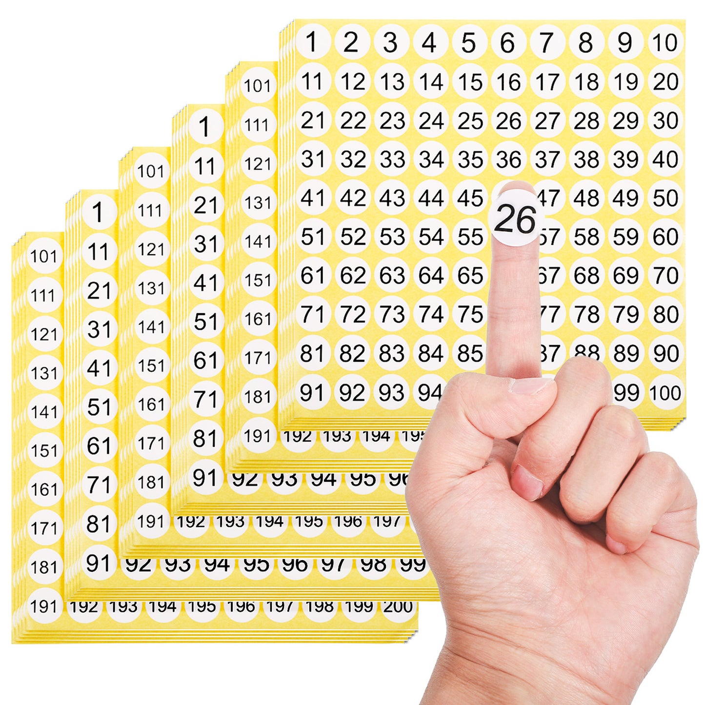 2000 Pcs Small Number Stickers 1-200, 10 Sets Consecutive Round Labels, 0.8 Inch Self-Adhesive Numbered Stickers Decals Inventory Sticker for Indoor Outdoor Organizing and Storage Classification