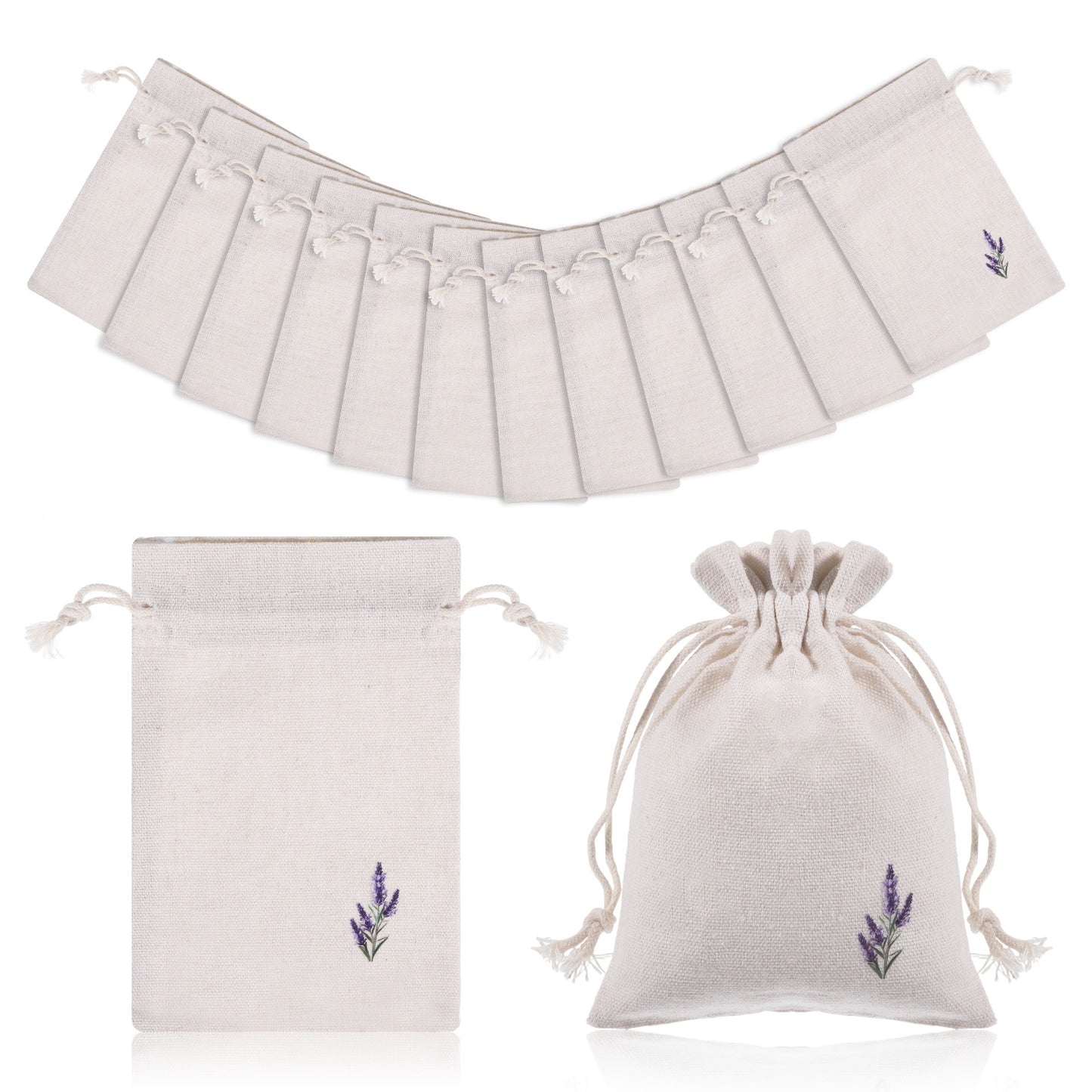 12 Pcs Cotton Lavender Drawstring Bags 10 x 15cm Home Kitchen Arts Crafts Party Supplies Drawstring Bag Packs