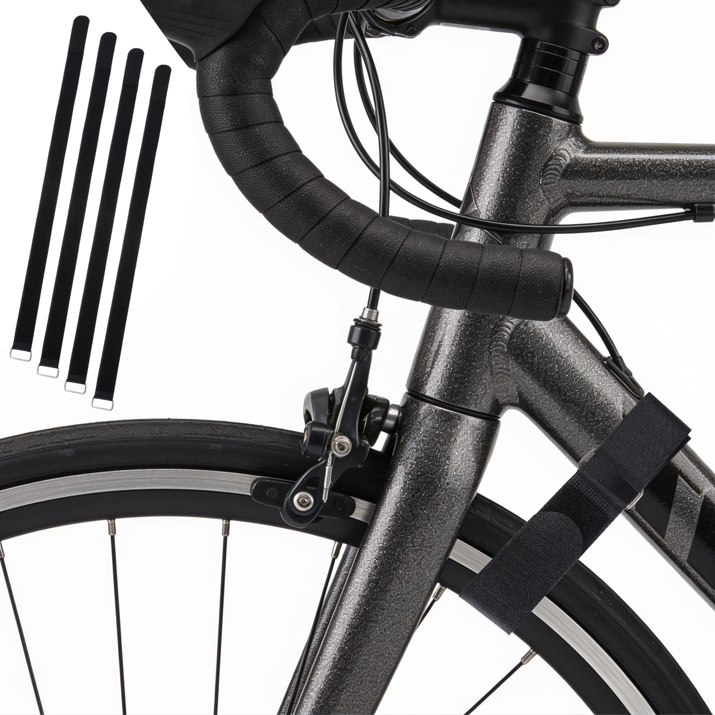 4 PCS Bike Rack Straps, Black Bike Straps for Racks, Adjustable Bikes Wheel Stabilizer Strap with Durability Hook Bicycle Strap for Car Transportation and Wall Mount Storage, Camping Equipment