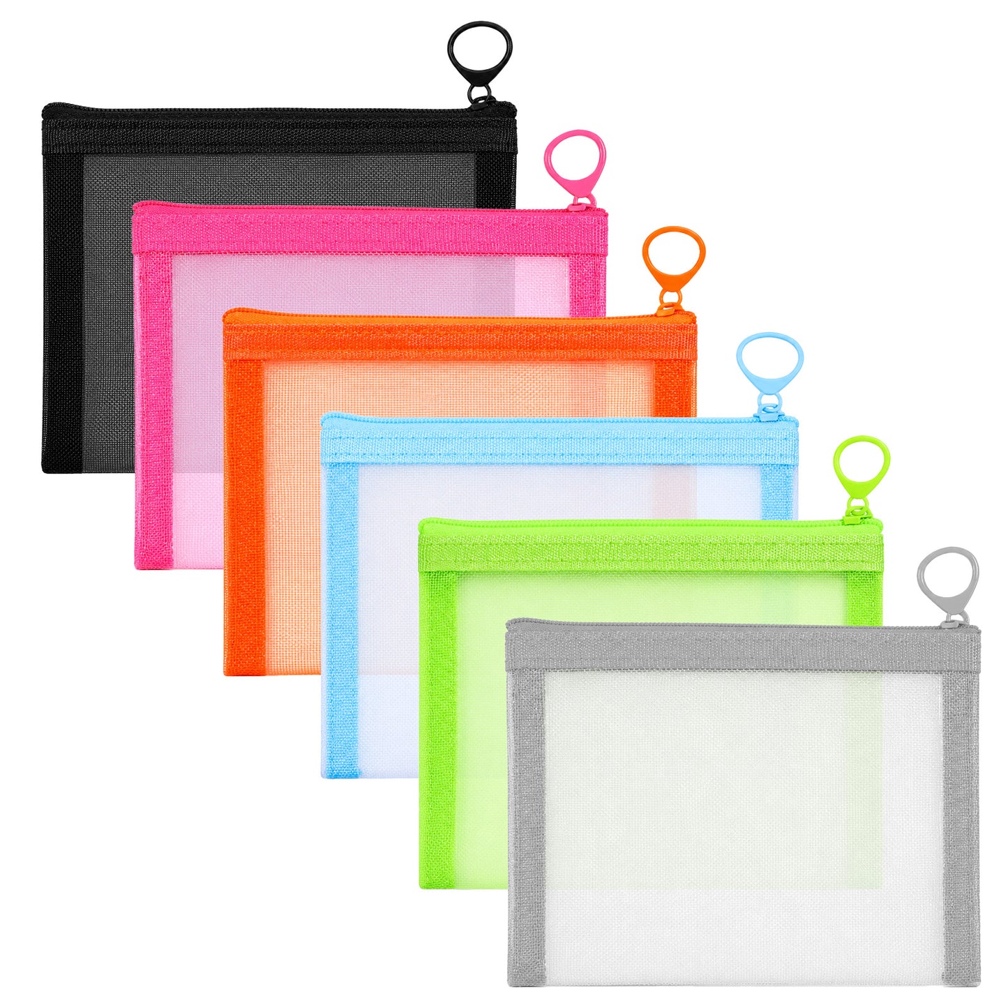 5 Pack Small Pouch with Zip, 5 x 4 Inches Mesh Pouch Portable Small Toiletry Bag for Storage Credit Card Coin Lipstick Daily Accessories (Black,Sky Blue,Pink,Orange,Green)