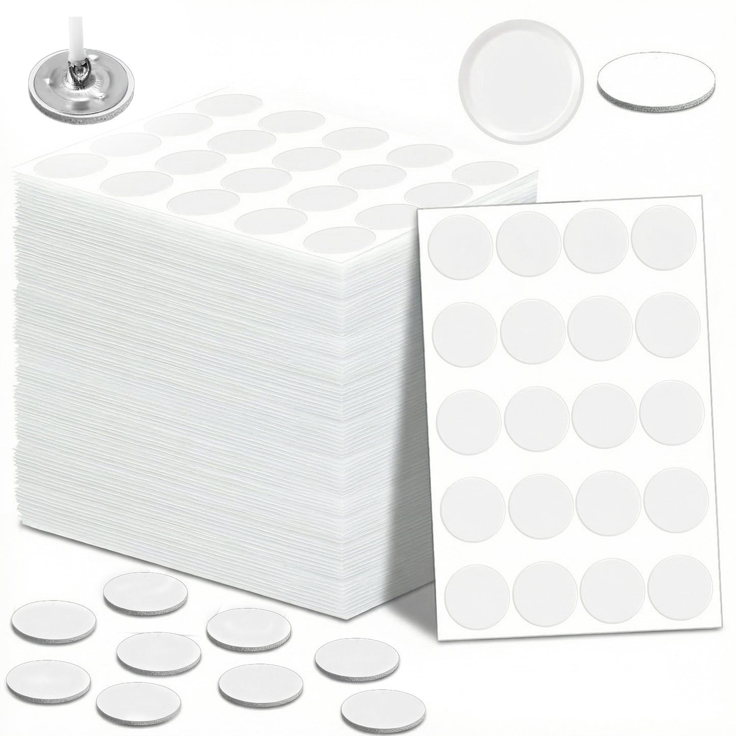 1000 Pieces Candle Wick Stickers Wick Stickers for Candle Making Double Sided Heat Resistance Candles Dots Wicks Tabs for Candles Making