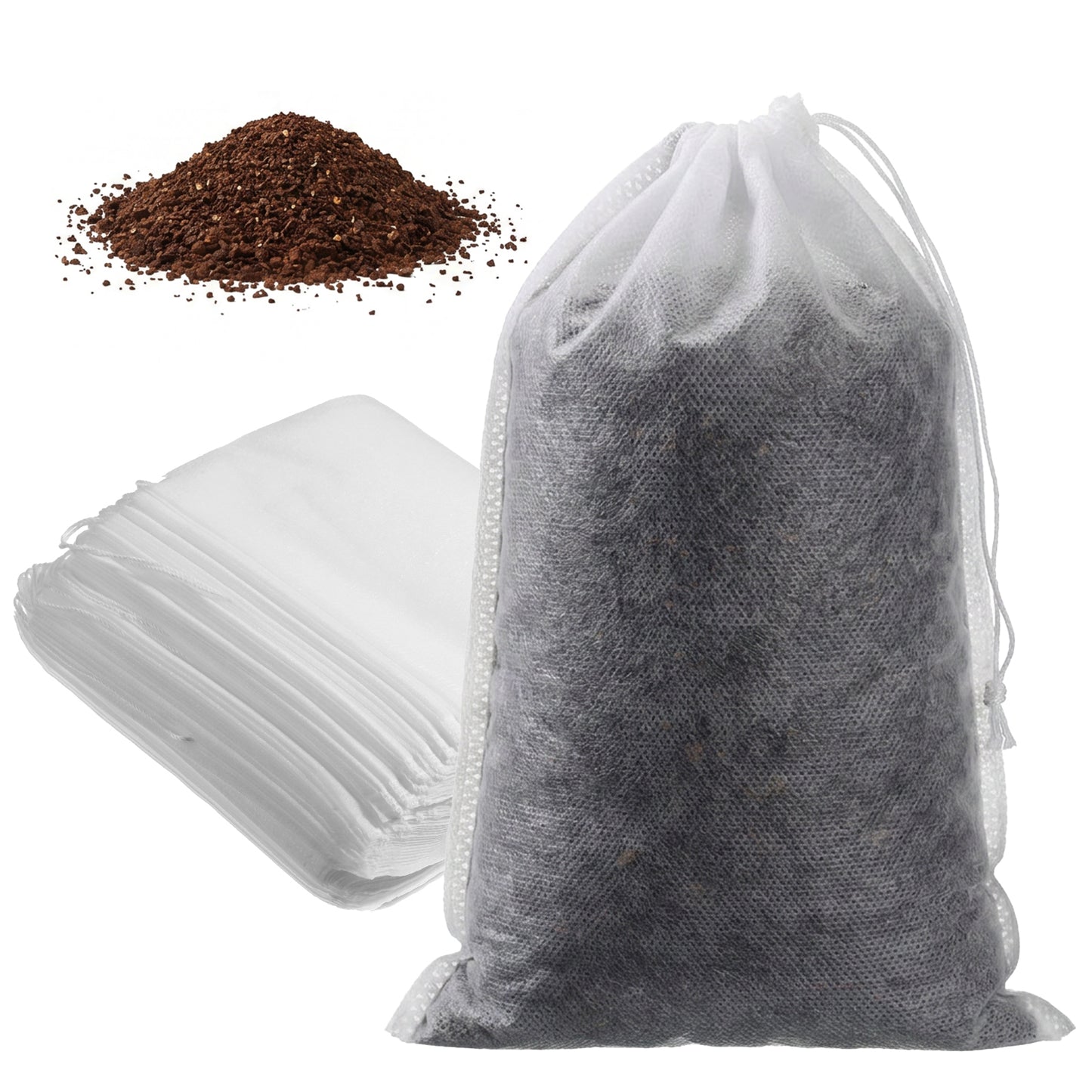 50 Pack No Mess Cold Brew Bags 6x10 Inch Cold Brew Coffee Filter Mesh Brewing Bags Fine Mesh Brewing Bag with Drawstring Tea Filter Bag for Cold-Brews Coffee or Tea