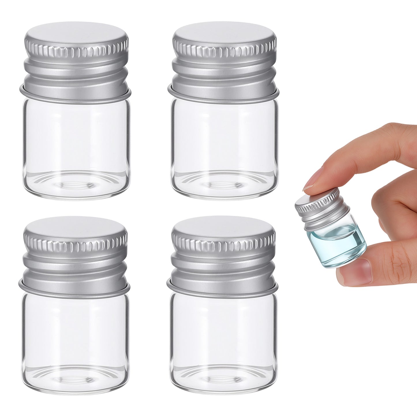 5ml Mini Mason Jars with Lids, 4 Pack Glass Mini Jam Jars Screw Cap Small Glass Jar Small Mason Glass Canning Jar for Spice, Jam, Honey, Jelly, Dessert, Shower Wedding Favors, DIY Candles Decor