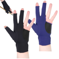 KALIONE 2 Pcs Pool Glove Left Hand Billiards Glove 3 Fingers Sport Show Gloves for Women Men Elastic Breathable Universal Cue Sports Gloves, Left Hand Billiard Accessories(Black&Blue)