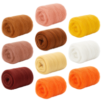 Skrfren Needle Felting Wool, 100g Wool Roving Yarn 10 Colors Set Fiber Wools Yellow Series Wools Felting Starter Feltings Supplies for DIY Hand Crafts, Craft Materials, 10g/Color