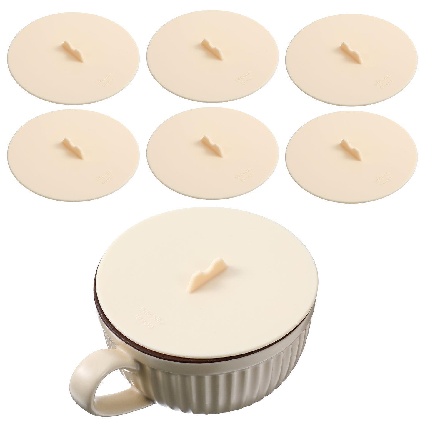Silicone Cup Covers Silicone Cup Lids, White Design Tea Cups Cover Mug Covers for Hot Drinks Anti-Dust Airtight Seal Lids for Mugs, Tea Cups, Coffee 6PCS (6PCS)