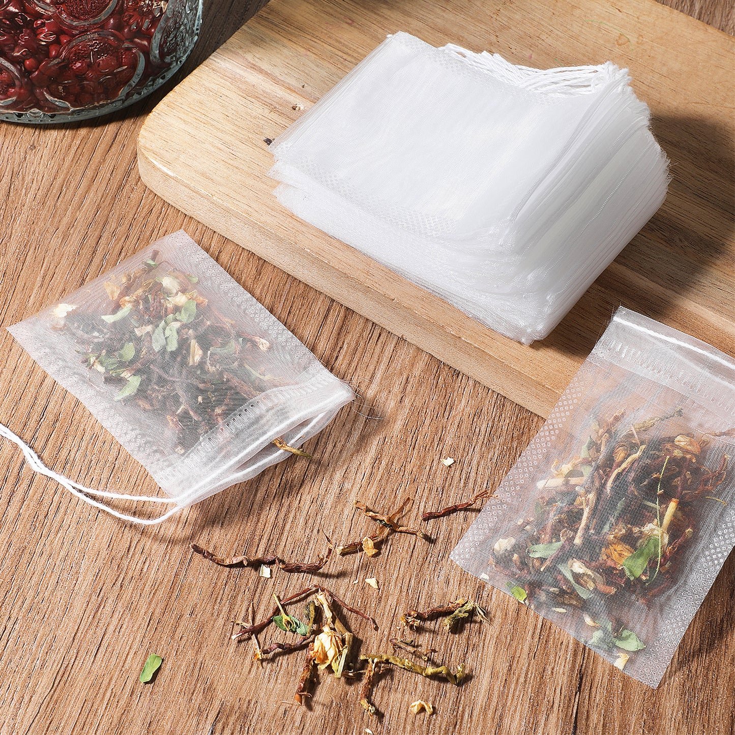 100PCS Tea Filter Bags with Drawstring, Disposable Empty Tea Bags, Coffee Tea Bag, Disposable Teas Bag for Loose Leaf Teas, Coffee 3.14 X 2.4 Inch