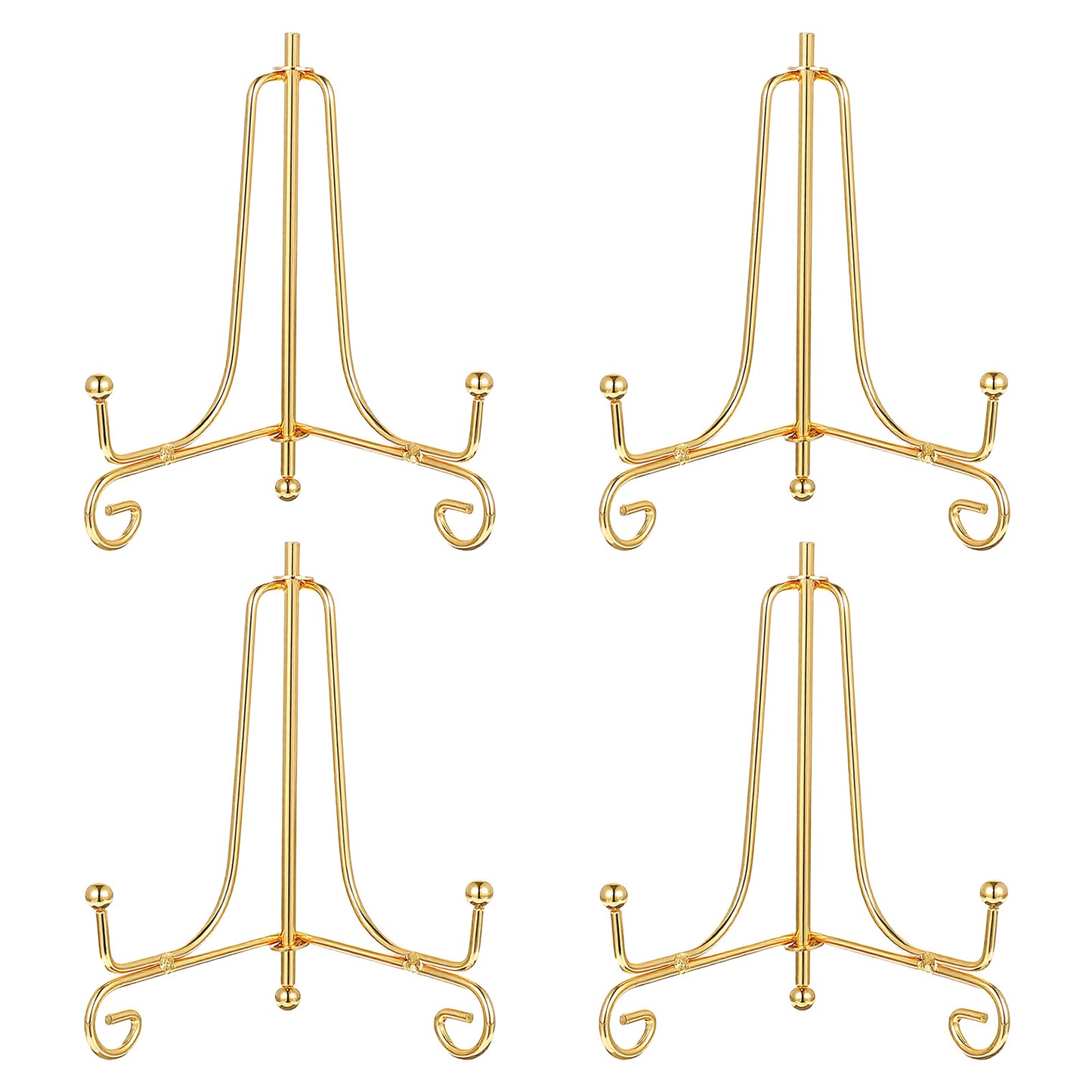 Alrhso 4PCS Plate Holder Easel Display Stand 10 cm Gold Iron Tabletop Picture Stand for Display Photo Frames Decorative Plates Card for Home and Office Decor