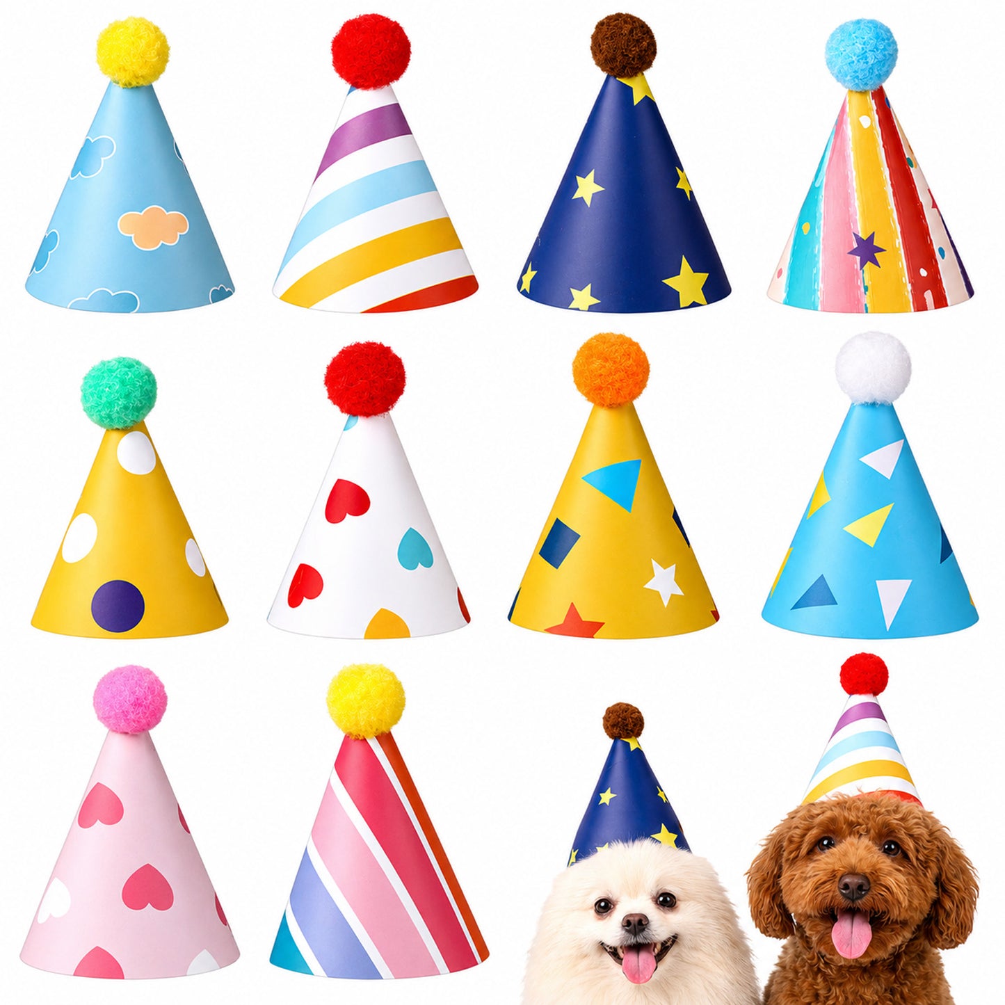 Mini Birthday Hats for Stuffed Animals, 10 Pcs Tiny Party Hats