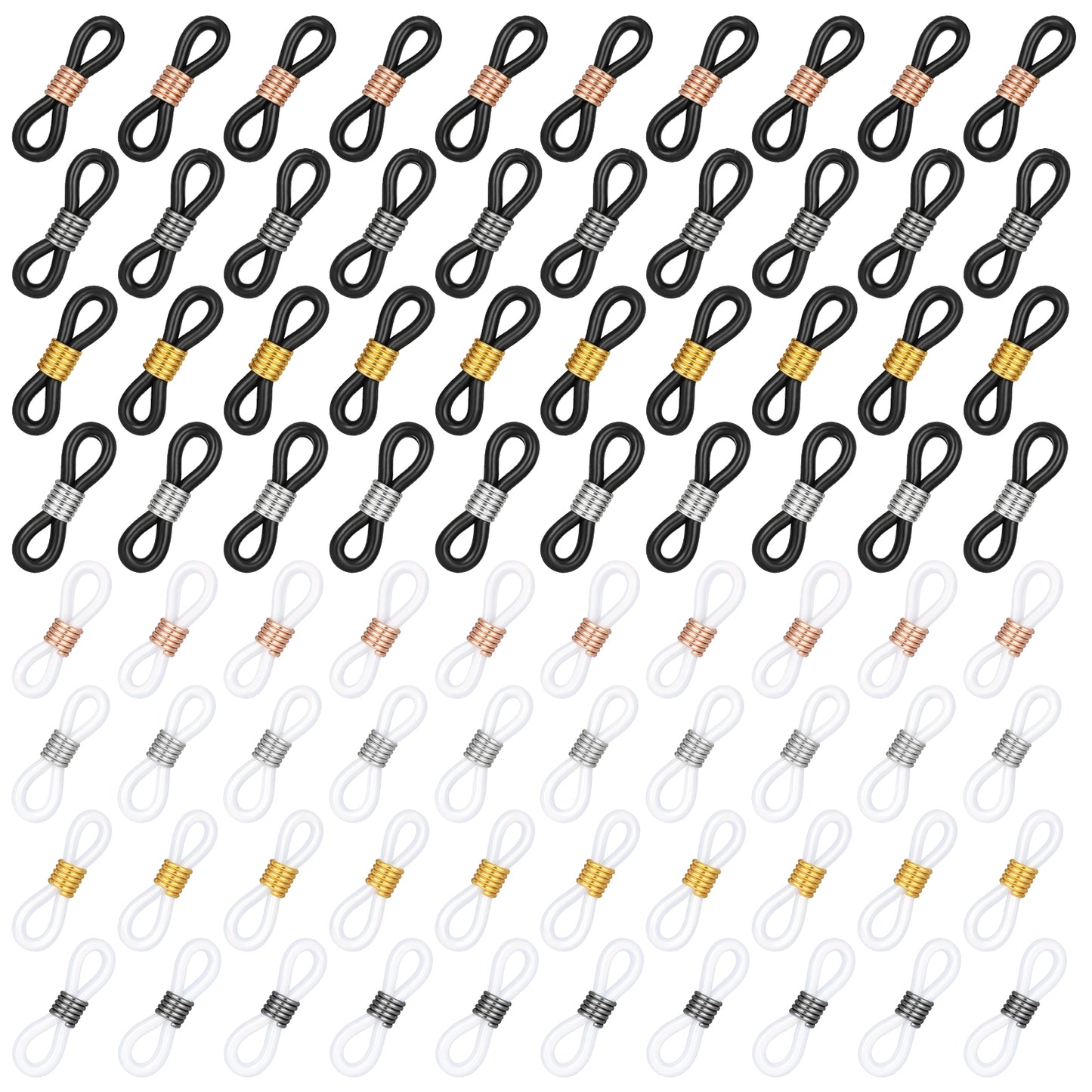 Eldraqth 80 Pcs Eyeglass Chain Ends, Adjustable Rubber Connectors Anti-Slip Glasses Holder Strap Retainer Rubber Holder Loops for Sport Eyeglass Sunglasses Necklace Chain