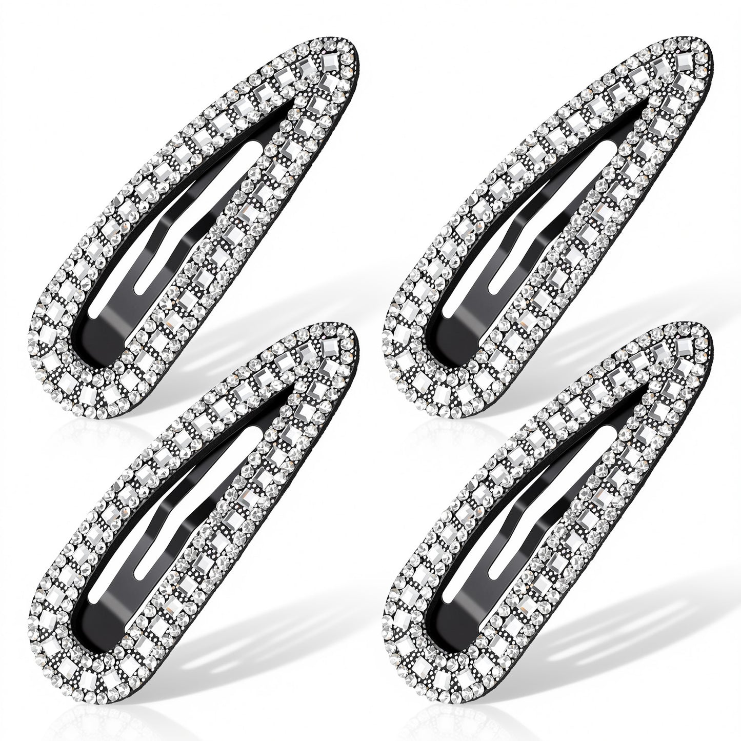 Zelphvt 4 PCS Rhinestone Hair Clips, Metal