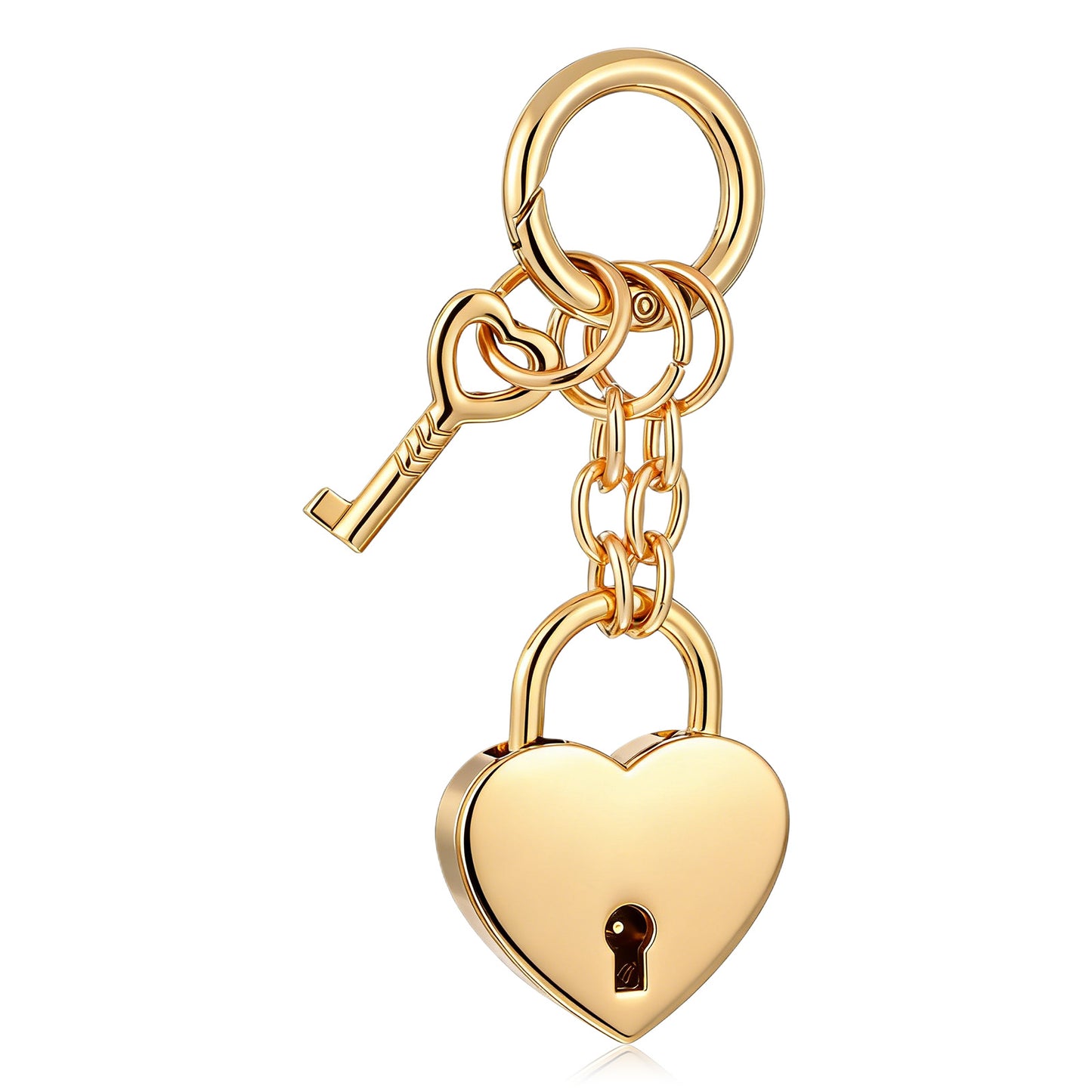 Zelphvt Gold Heart Padlock Bag Charms, Heart Shaped Keychain Accessories for Women, Mini Cute Purse Lock Keychain with Key, Fashionable Purse Charm for Handbags